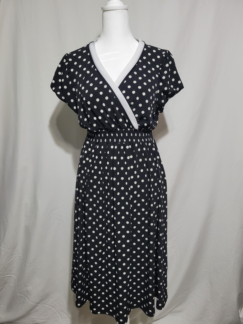 Motherhood Black and White Polka Dot Wrap Dress